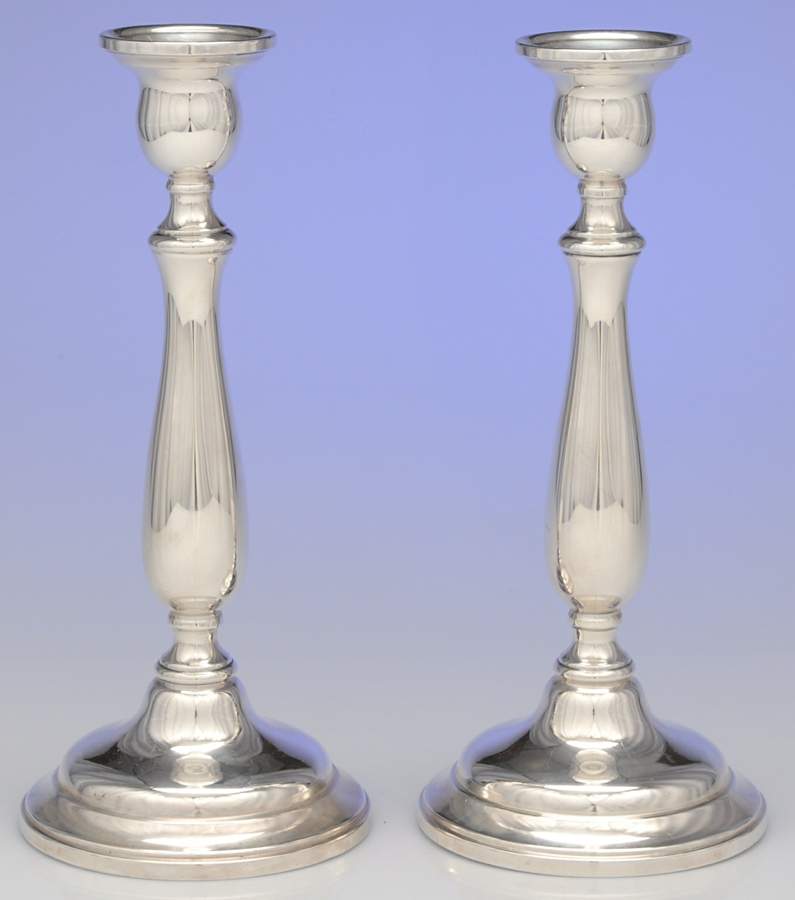 Lord Saybrook (Sterling, Hollowware) Pair of 10" Weighted Candlesticks by International Silver-1