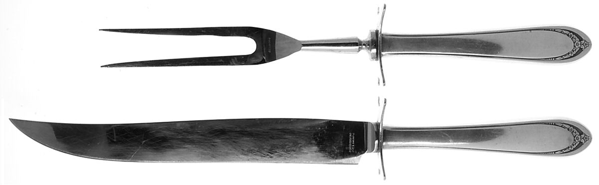 Lovelace (Silverplate) Small 2-Piece Steak Carving Set w/Stainless Blade by International Silver-1