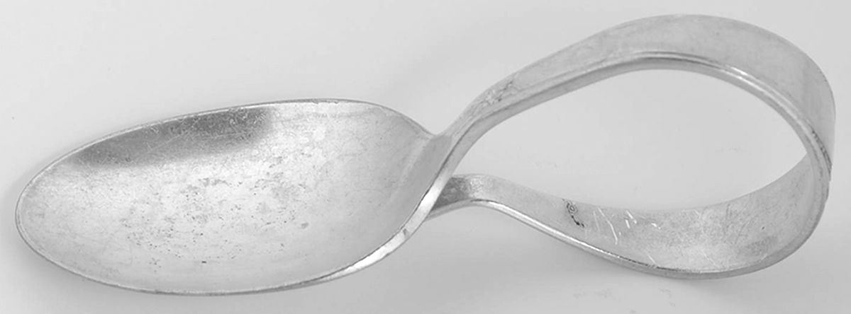 Lovelace (Silverplate) Curved Handle Baby Spoon by International Silver-1