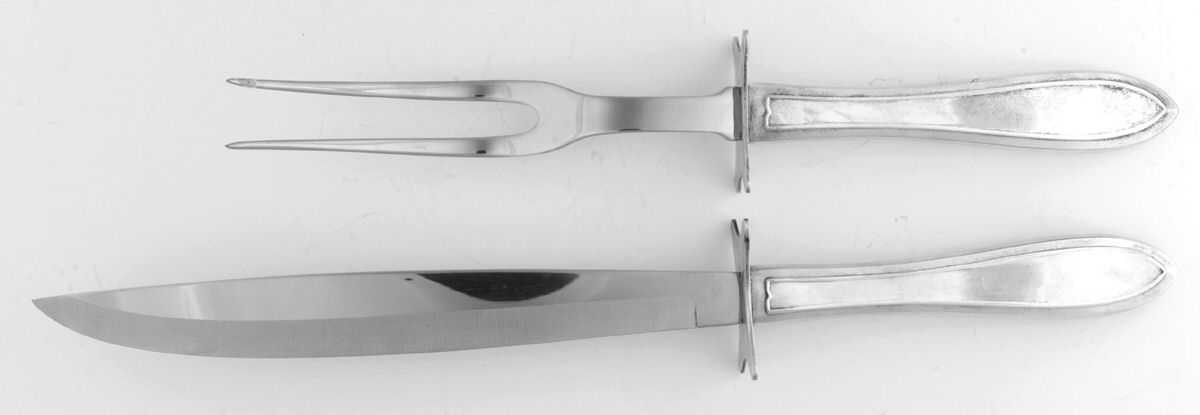 Lufberry (Silverplate, 1915) Large 2-Piece Roast Carving Set w/Stainless Blade by International Silver-1