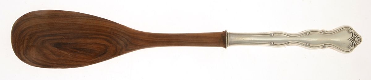 Mademoiselle (Sterling, 1964, No Monograms) Salad Serving Spoon with Wooden Bowl by International Silver-1
