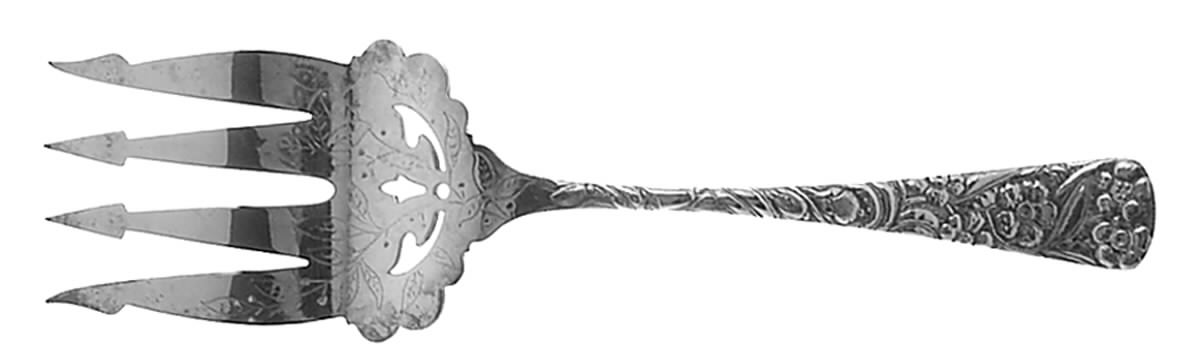 Magnolia (Silverplate, 1891) Large Solid Fish Serving Fork by International Silver-1