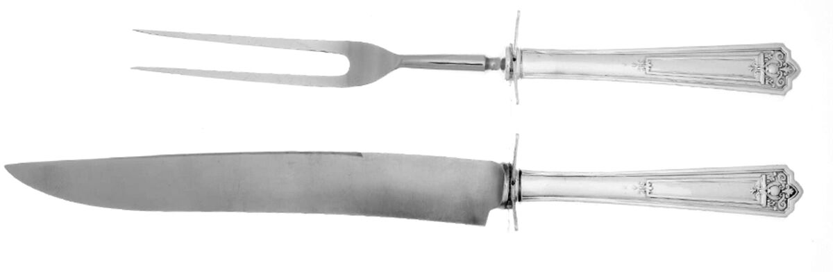 Majestic (Silverplate-1928) Large 2-Piece Roast Carving Set w/Stainless Blade by International Silver-1