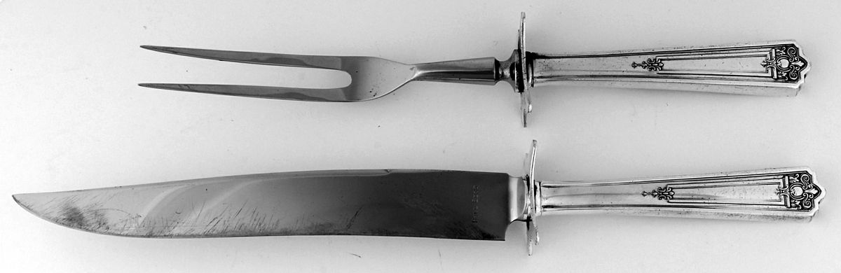 Majestic (Silverplate-1928) Small Stainless Blade 2-Piece Steak Carving Set by International Silver-1
