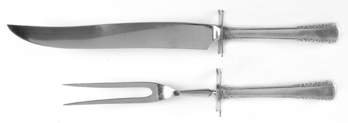 May Queen (Silverplate, 1951) Large 2-Piece Roast Carving Set w/Stainless Blade by International Silver-1