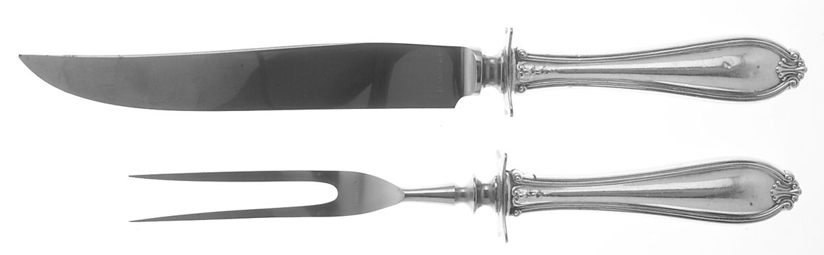 Margaret-Old (Sterling, 1907) Small Steak 2-Piece Carving Set w/Stainless Blade by International Silver-1