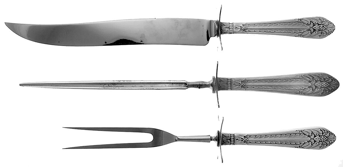 Marquise (Silverplate, 1933) Large 3-Piece Roast Carving Set w/ Stainless Blade by International Silver-1