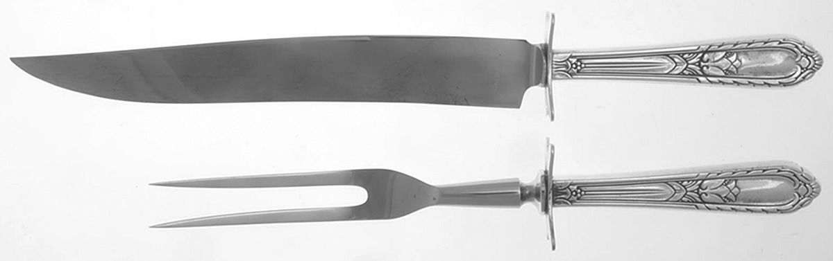Masterpiece (Silverplate, 1932) Small 2-Piece Steak Carving Set w/Stainless Blade by International Silver-1