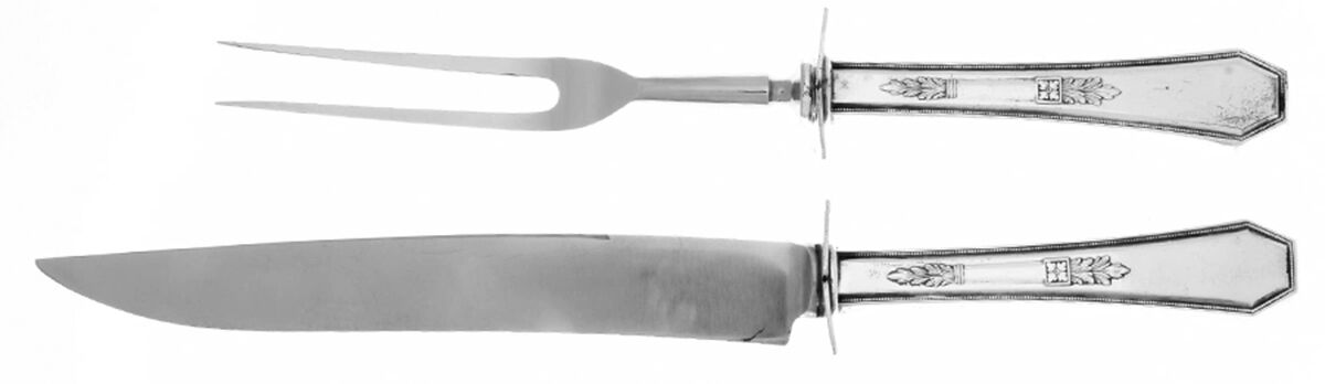 Mayfair (Silverplate, 1923) Large 2-Piece Roast Carving Set w/Stainless Blade by International Silver-1