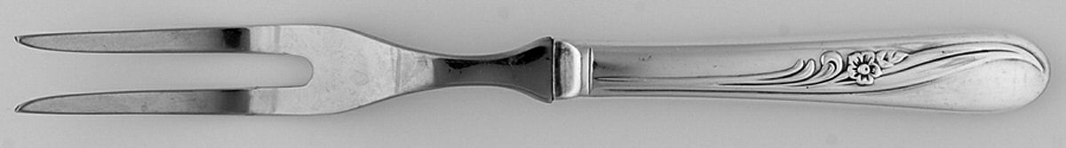 Meadow Flower (Silverplate, 1940) Small Steak Carving Fork with Stainless Prongs by International Silver-1