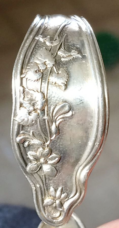 Mille Fleurs (Sterling, 1904) Curved Handle Baby Spoon by International Silver-1