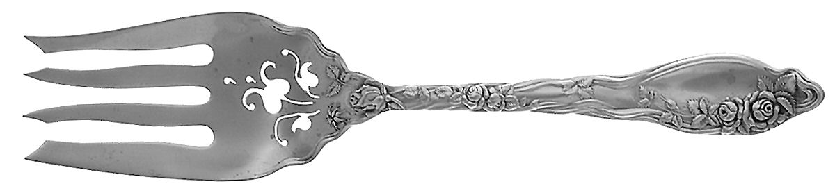Mille Fleurs (Sterling, 1904) Small Solid Cold Meat Serving Fork by International Silver-1