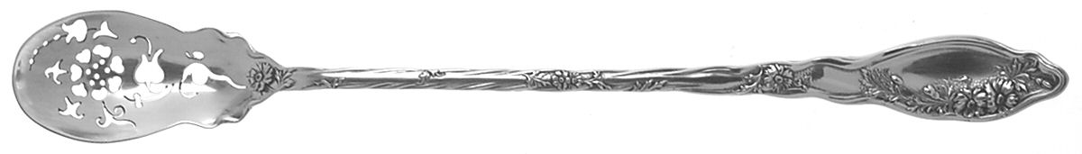 Mille Fleurs (Sterling, 1904) Pierced Bowl Long Handle Olive Spoon by International Silver-1