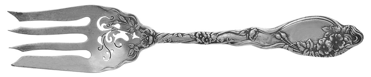 Mille Fleurs (Sterling, 1904) Medium Solid Cold Meat Serving Fork by International Silver-1