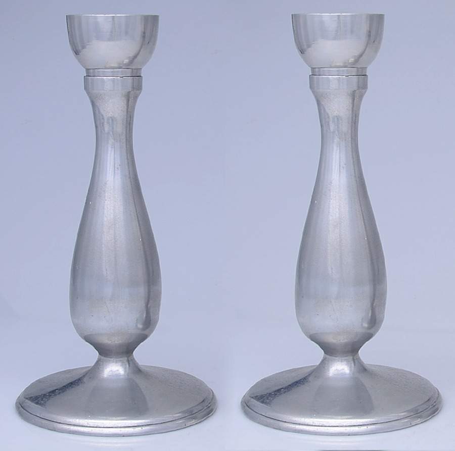 Pewter Hollowware Pair of 11" Pillar Candleholders by International Silver-1