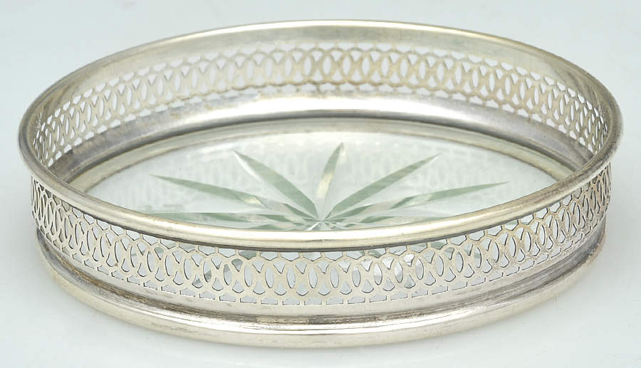 Sterling Hollowware Crystal Coaster with Sterling Rim by International Silver-1