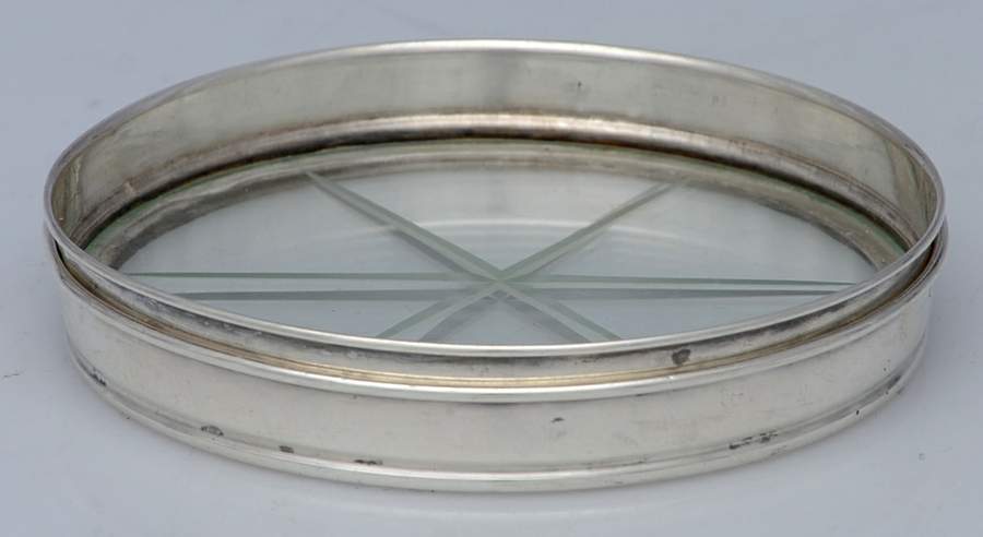 Sterling Hollowware Crystal Coasters with Sterling Rim - Set of 2 by International Silver-1