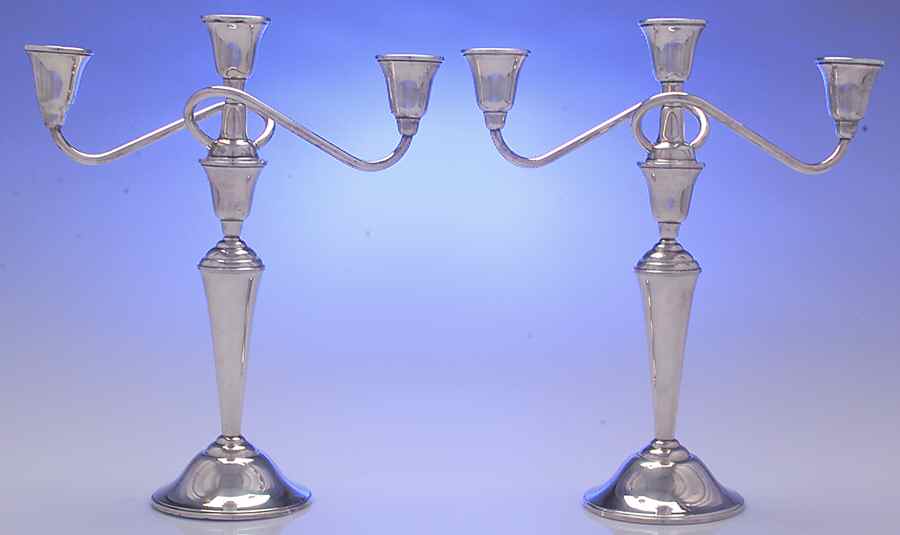 Sterling Hollowware Pair of Medium 3-Light Candelabra by International Silver-1