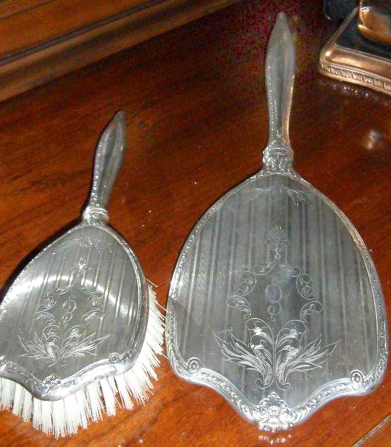 Sterling Hollowware 2 Pc Vanity Set (Hair Brush & Mirror) by International Silver-1