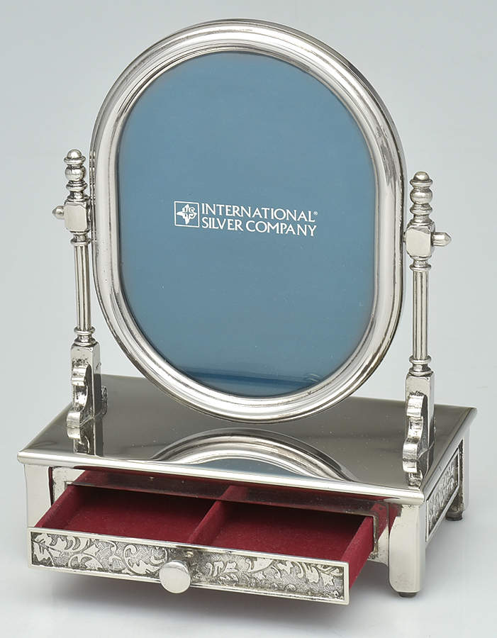 Silverplate Hollowware Jewelry Box with Mirror by International Silver-2