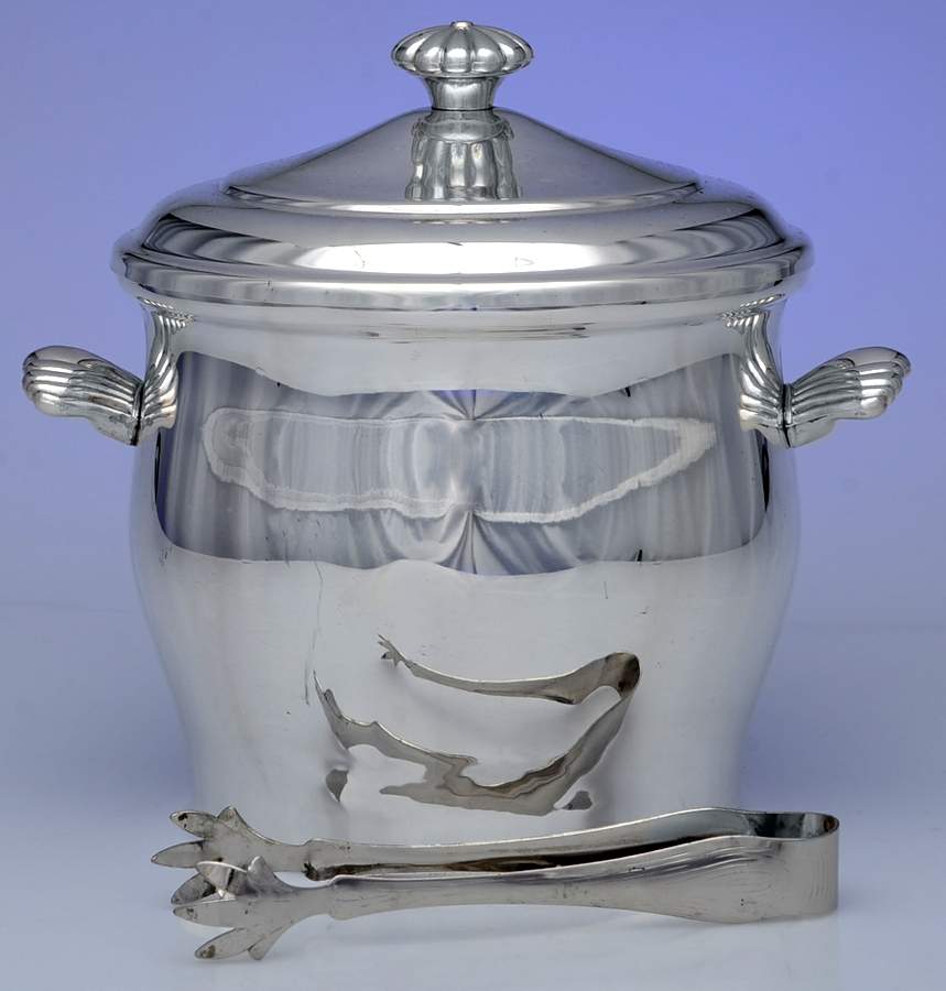 Silverplate Hollowware Ice Bucket with Lid & Tongs by International Silver-1