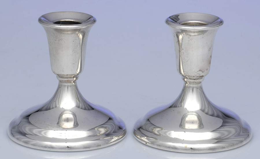 Silverplate Hollowware Pair of 3" Console Candleholders by International Silver-1