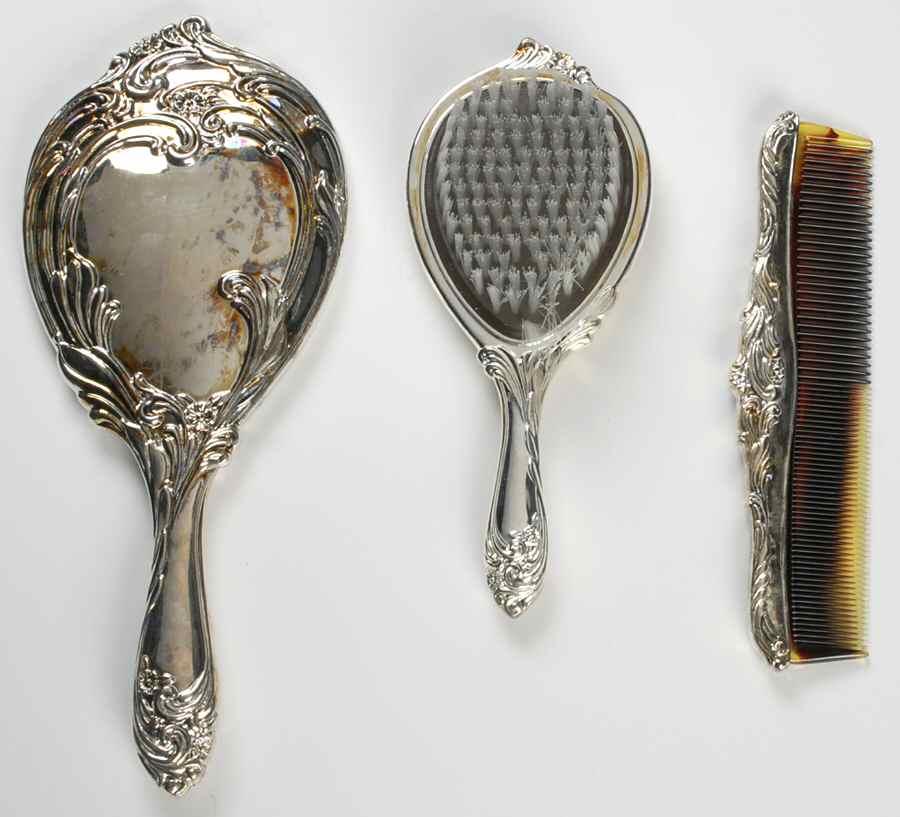 Silverplate Hollowware 3-Piece Vanity Set (Brush, Comb and Mirror) by International Silver-1