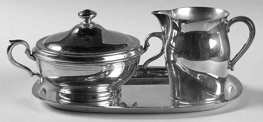 Silverplate Hollowware Creamer, Open Sugar & Tray Set by International Silver-1