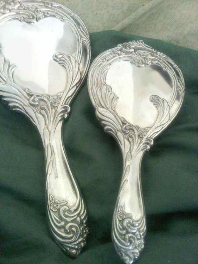Silverplate Hollowware 2 Pc Vanity Set (Hair Brush and Mirror) by International Silver-1