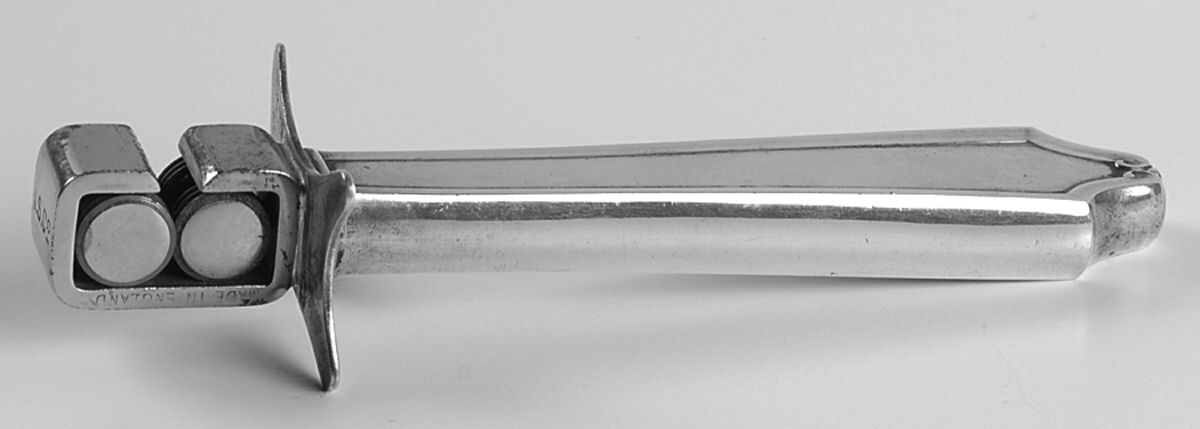 Minuet (Sterling, 1925, No Monograms) Knife Sharpener w/Sterling Guard/Wheel by International Silver-1