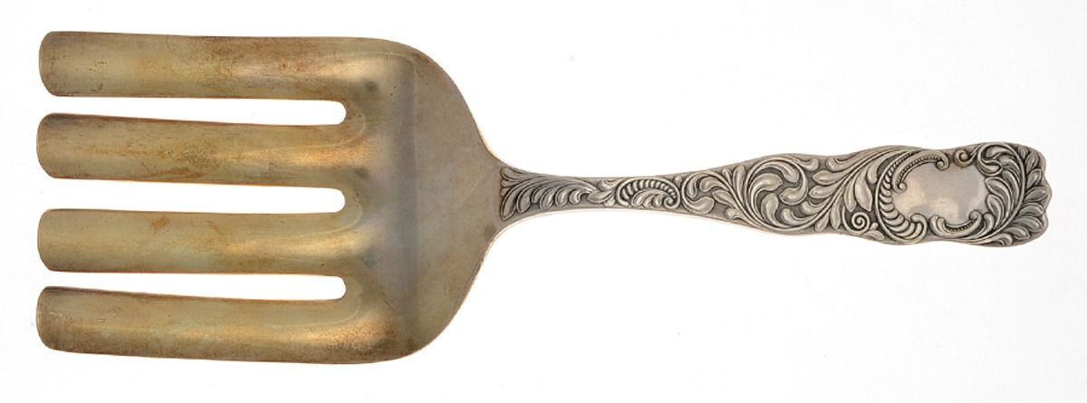 Monarch (Silverplate, 1889, No Monograms) Large Solid Asparagus Serving Fork by International Silver-1