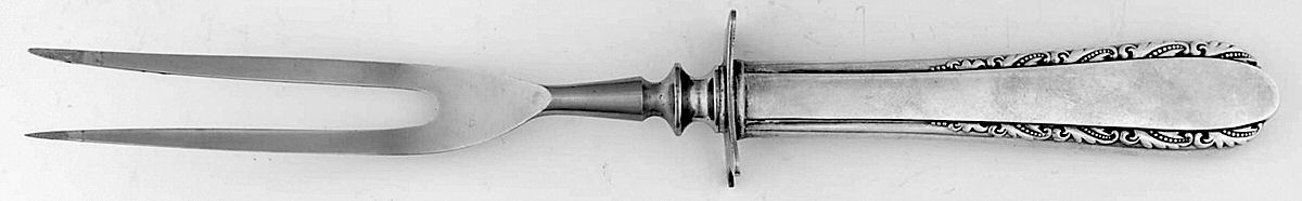 Moonglow (Sterling, 1938, No Monograms) Small Carving Fork W/Sterling Guard by International Silver-1