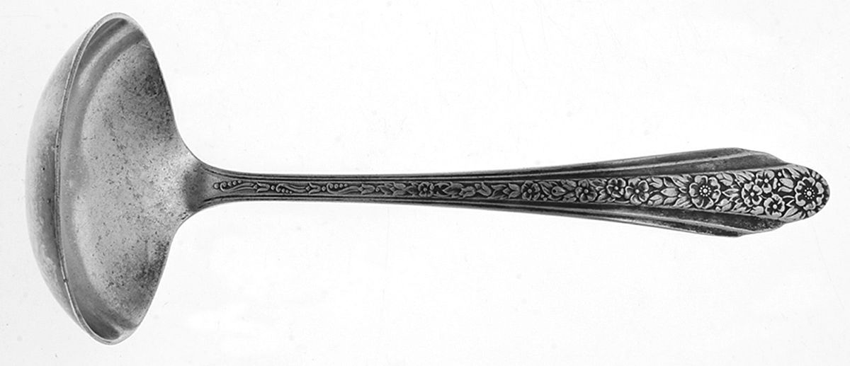 Modern Rose (Silverplate, 1949) Solid Gravy Ladle by International Silver-1
