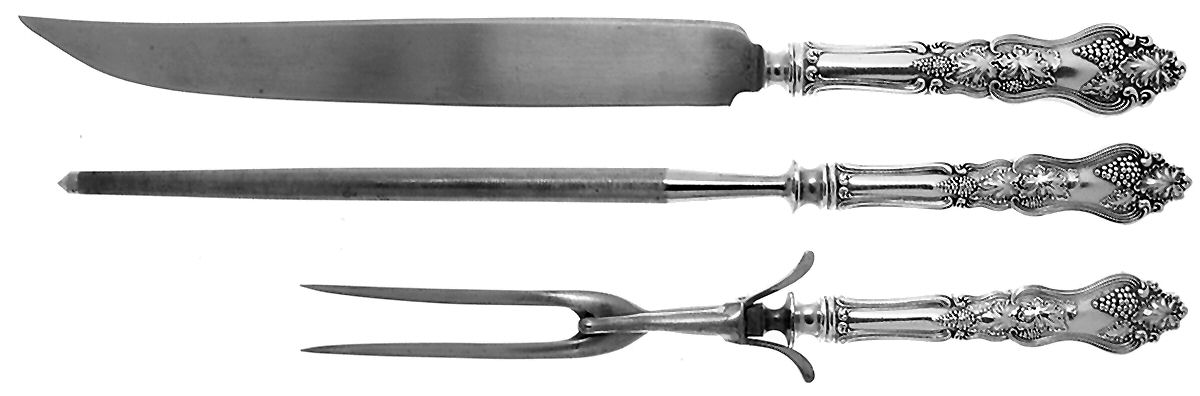 Moselle (Silverplate, 1906) Large 3-Piece Roast Carving Set w/ Stainless Blade by International Silver-1