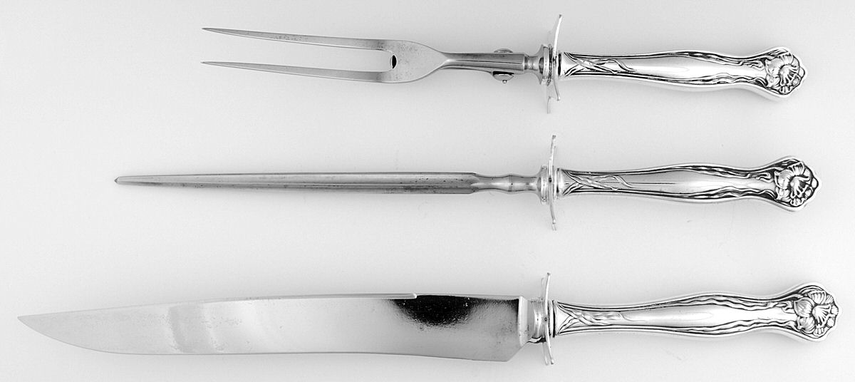 Mystic (Silverplate, 1903) Large 3-Piece Roast Carving Set w/ Stainless Blade by International Silver-1
