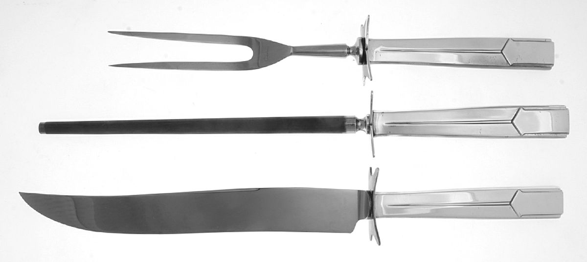 Napoleon (Silverplate, 1929) Large 3-Piece Roast Carving Set w/ Stainless Blade by International Silver-1