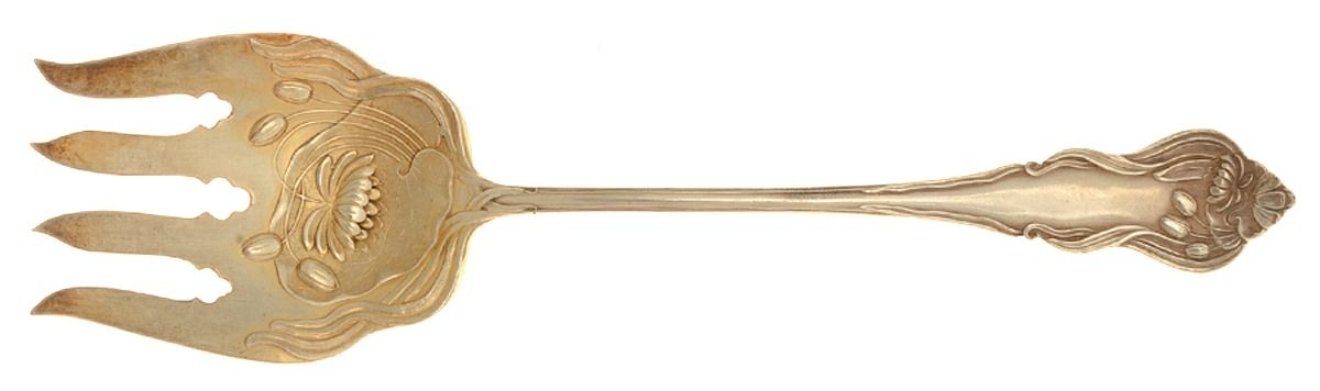 Nenuphar (Silverplate, 1905) Solid Salad Serving Fork by International Silver-1