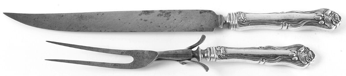 Nenuphar (Silverplate, 1905) Large 2-Piece Roast Carving Set w/Stainless Blade by International Silver-1