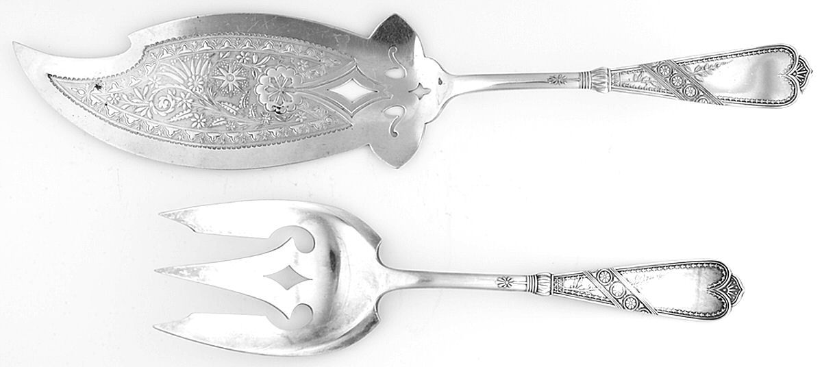 Newport (Silverplate, 1879) 2 Piece Large Solid Fish Serving Set by International Silver-1