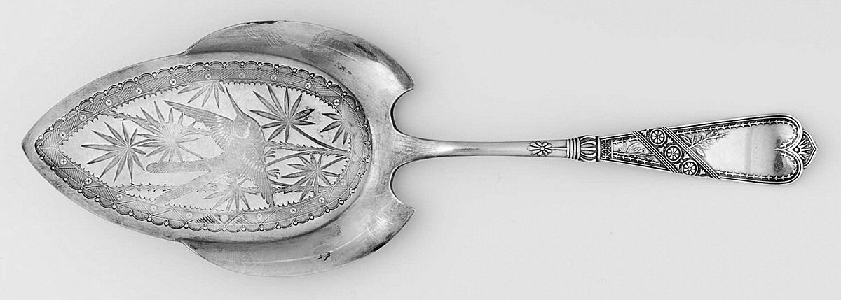 Newport (Silverplate, 1879) Large Solid Bright Cut Pie Knife by International Silver-1
