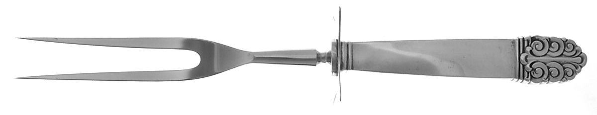 Northern Lights (Sterling, 1946, Glossy) Lg Carving/Roast Fork-Stn Prong w/Sterling Guard by International Silver-1