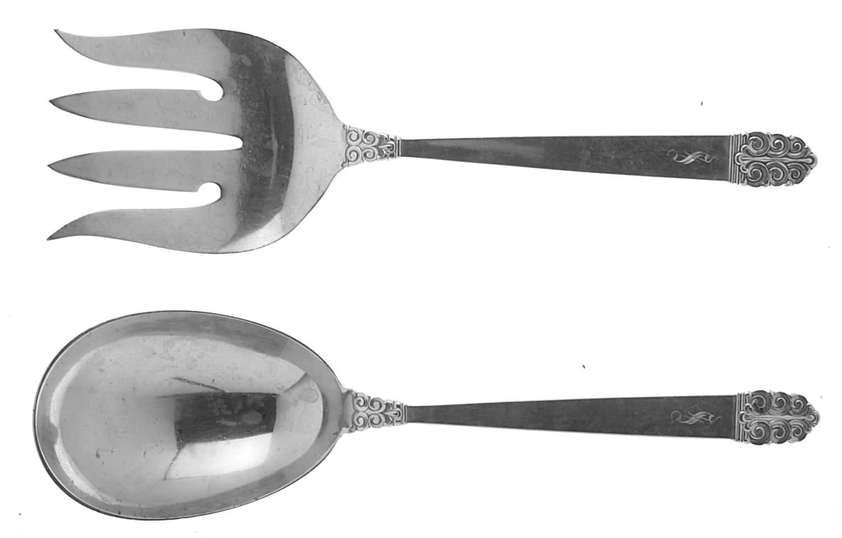 Northern Lights (Sterling, 1946, Glossy) (2 Pc) Solid Salad Set by International Silver-1
