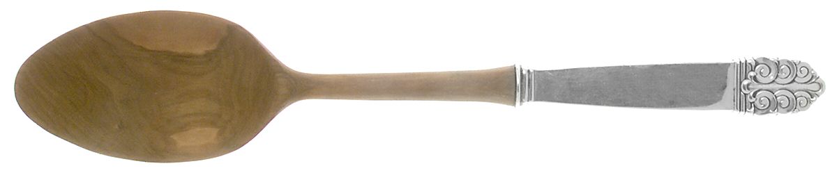 Northern Lights (Sterling, 1946, Glossy) Salad Serving Spoon with Wooden Bowl by International Silver-1