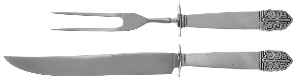 Northern Lights (Sterling, 1946, Glossy) 2 Piece Small Carving Set W/ Sterling Guard by International Silver-1