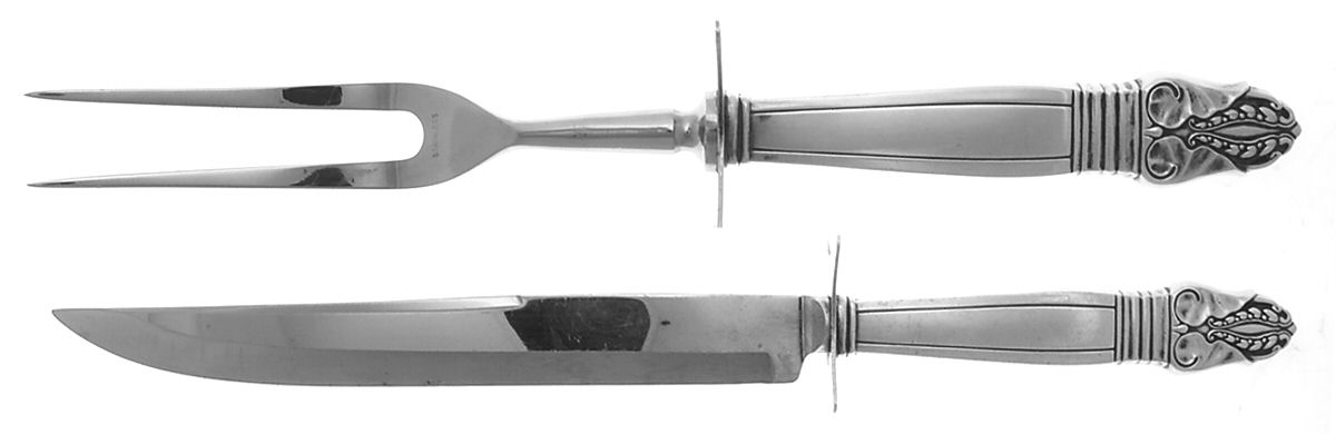 Norse (Sterling, 1937) (2 Pc)Carving Set-Lg Stnbl/Roast w/Sterling Guard by International Silver-1