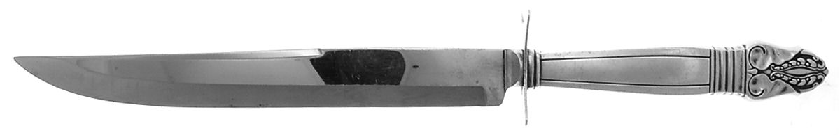Norse (Sterling, 1937) Large Carving/Roast Knife StnlBl w/Sterling Guard by International Silver-1