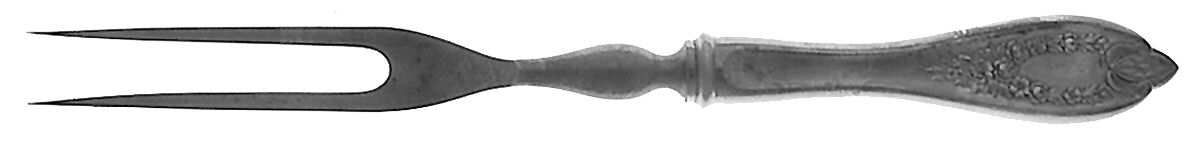 Old Colony (Silverplate, 1911) Small Steak Carving Fork with Stainless Prongs by International Silver-1