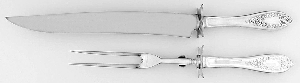 Old Colony (Silverplate, 1911) Large 2-Piece Roast Carving Set w/Stainless Blade by International Silver-1