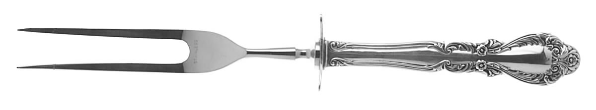 Old Charleston (Sterling, 1951) Small Steak Carving Fork with Stainless Prongs by International Silver-1