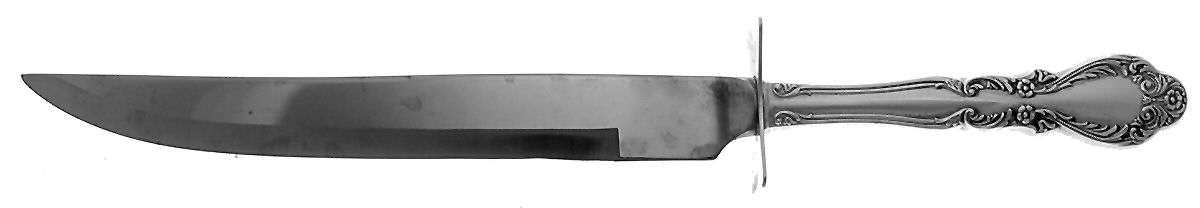 Old Charleston (Sterling, 1951) Large Stainless Blade Roast Carving Knife by International Silver-1